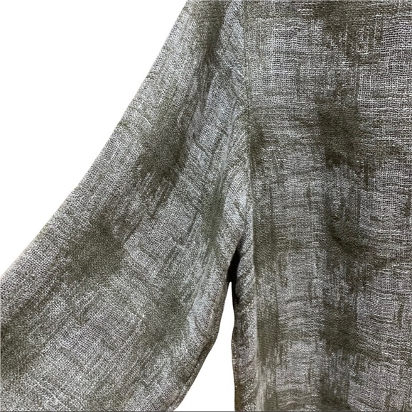 J. Jill Pure Jill Green/Gray 100% Linen Lagenlook Plaid Top 3/4 Sleeves Sz XS - Picture 3 of 7